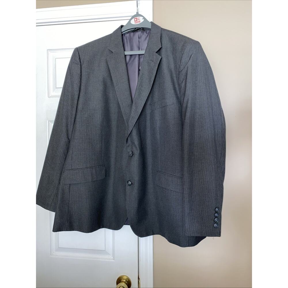 Haggar Gray Pinstripe Blazer Mens 52R Tailored Fit 2 Button Suit Blazer Jacket